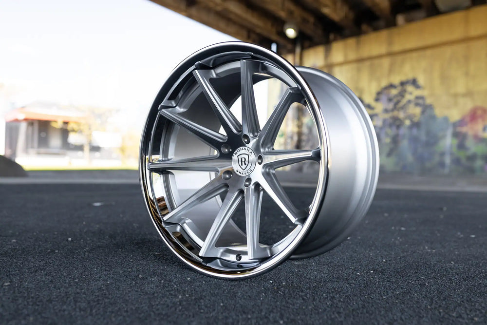 19x9.5 Silver Machined with Chrome Stainless Steel Lip