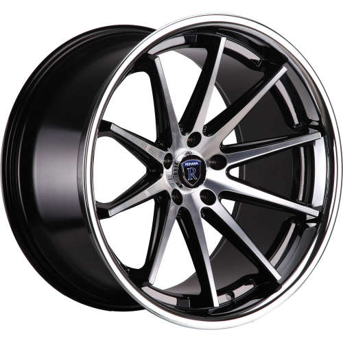 RC10 20x10 +25mm 5x114.3 Black Machined Spoke Face Chrome Lip Wheel