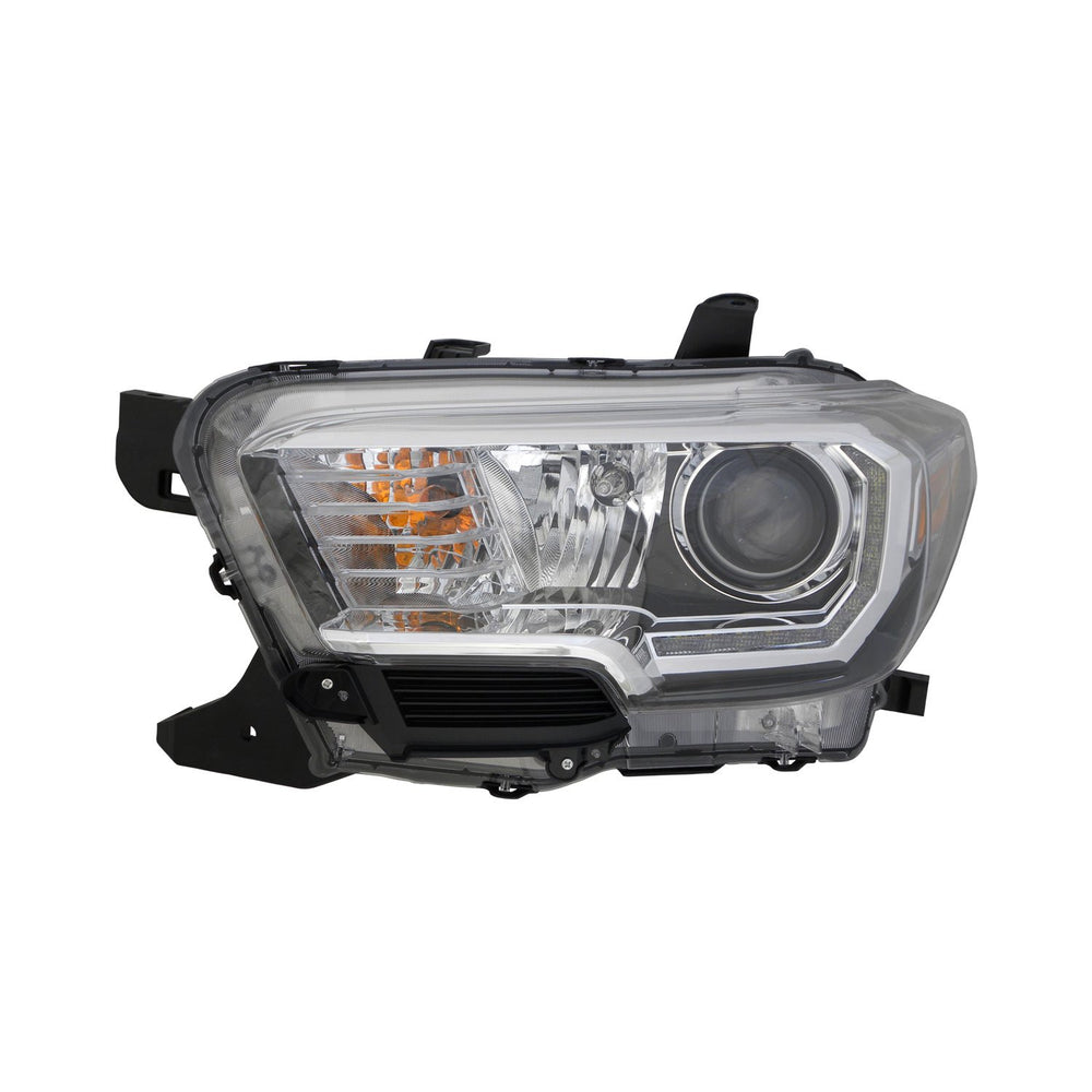 LH H/LMP ASSY COMP; HALOGEN; W/LED DRL; W/FOG LAMPS; BLK BEZEL TACOMA 201620