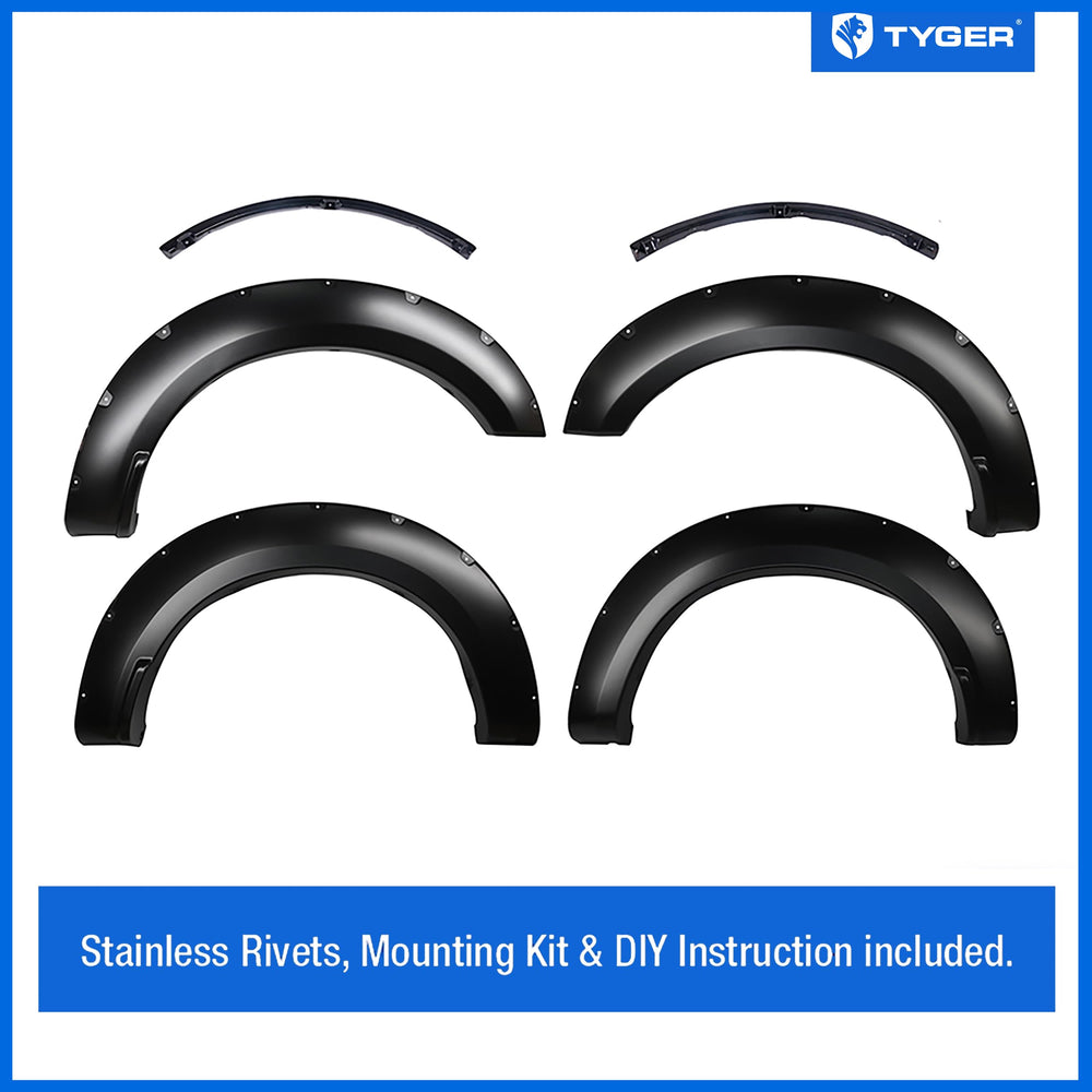 17C F250/F350 SD SMOOTH PAINTABLE MATTE BLK POCKET STYLE FENDER FLARE SET4 PIECE