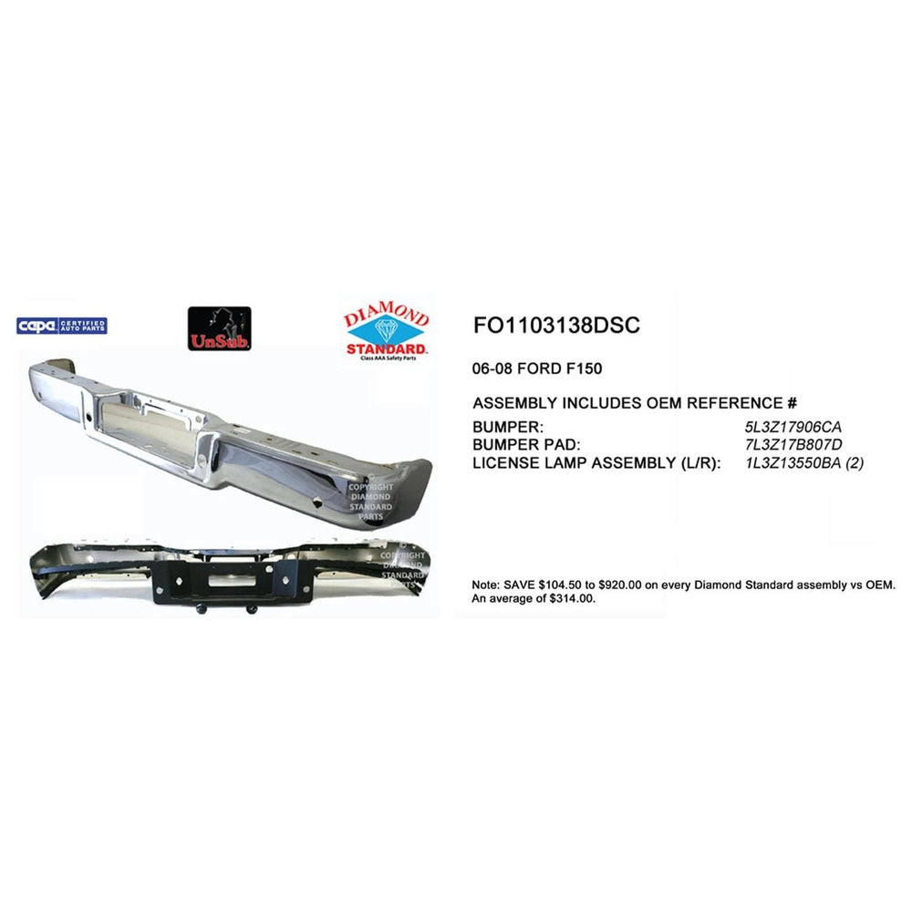CAPA 0608 (FROM 8905) FORD F150 STYLESIDE HITCH STYLE W/SENSOR HOLES CHROME ASSEMB