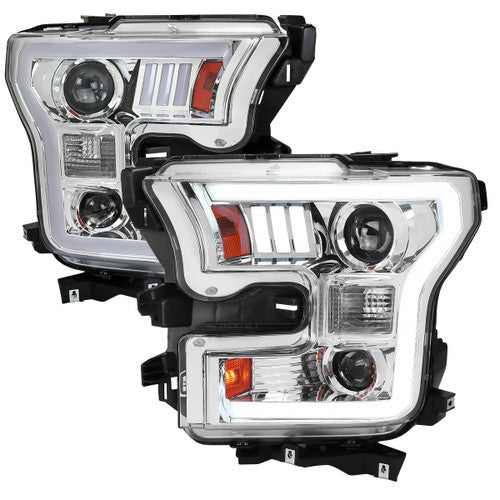 LED PROJECTOR HEADLIGHTS - CLEAR LENS WITH CHROME HOUSING