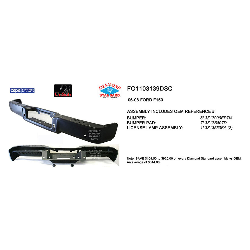 REAR BUMPER ASSEMBLY 0408 FORD F150 PICKUP