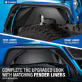 0718 WRANGLER JK FLAT STYLE STEEL FENDER FLARES FRONT & REAR 4PCS SET BLACK TXT