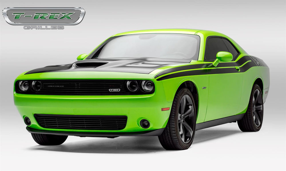 15C DODGE CHALLENGER LASER BILLET GRILLE SHORT VER. ALL BLACK. DOES NOT WORK ON VEHICLES W/ RADAR
