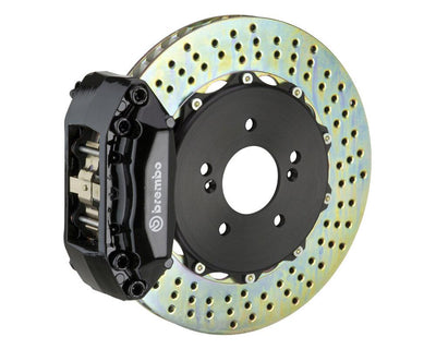 Brembo 99-05 Honda S2000 Front GT BBK 4 Piston Cast 2pc 328x28 2pc Rotor Cross-Drilled Black