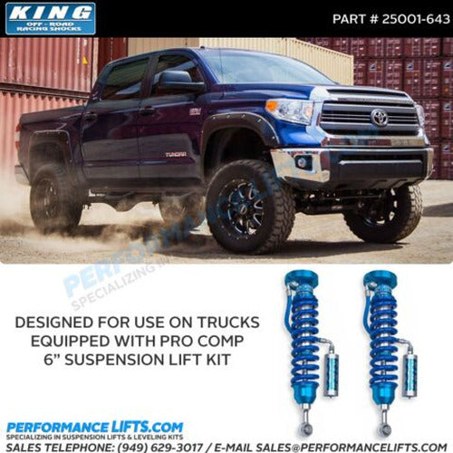 King Shocks 2007+ Toyota Tundra 2.5 Dia Front Coilover w/Remote Reservoir for 6in Pro Comp Lift Kit