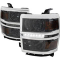 LED PROJECTOR HEADLIGHTS WITH SEQUENTIAL TURN SIGNAL - SMOKED LENS WITH GLOSSY BLACK HOUSING