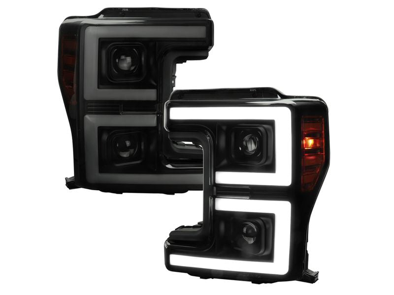 LED PROJECTOR HEADLIGHTS WITH SEQUENTIAL TURN SIGNAL - SMOKED LENS WITH GLOSSY BLACK HOUSING