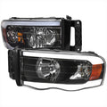 LED BAR HEADLIGHT WITH BLACK HOUSING CLEAR LENS AND AMBER REFLECTOR