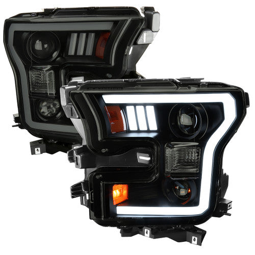 LED PROJECTOR HEADLIGHTS - LIGHT SMOKE LENS AND GLOSSY BLACK HOUSING