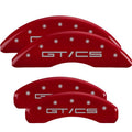 SET OF 4 CALIPER COVERS ENGRAVED FRONT/REAR GT/CS SILVER CHARACTERS RED POWDER