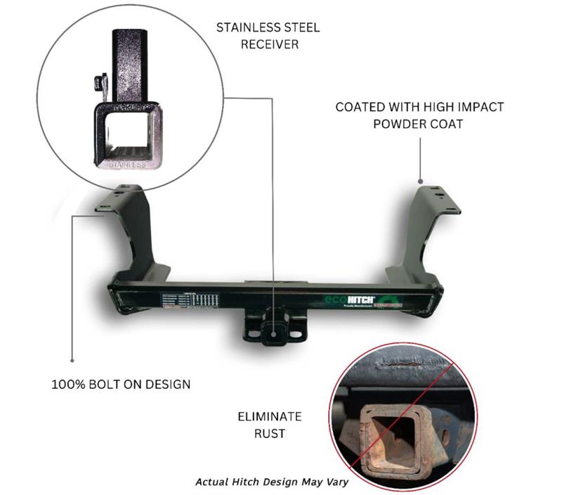 2223 ELANTRA HYBRID STAINLESS STEEL ECOHITCH TRAILER HITCH STEALTH DESIGN 2IN BLACK