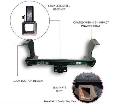 22C PATHFINDER STAINLESS STEEL ECOHITCH TRAILER HITCH STEALTH DESIGN 2IN BLACK