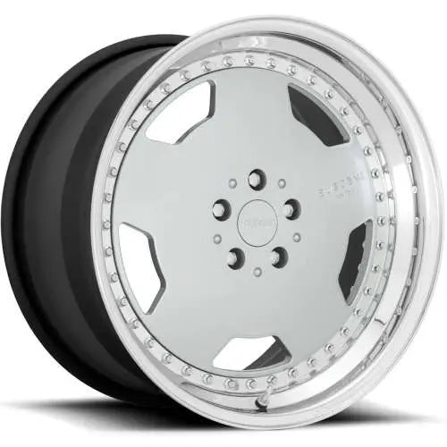 19x8.5 Gloss Silver w/ Polished Step Lip & Matte Black Barrel Wheel