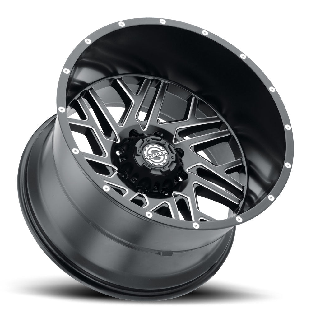 SC29 22x12 -44mm Offset Satin Black Milled Spokes Alloy Wheel