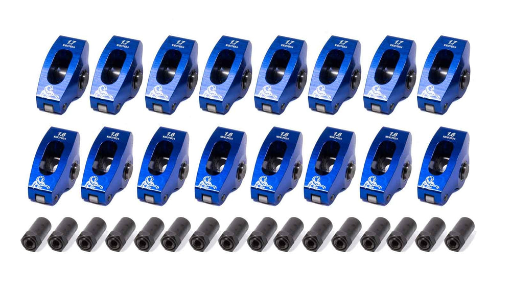 7/16" Stud Mount Roller Rocker Arms, 1.7/1.6 Ratio, Blue
