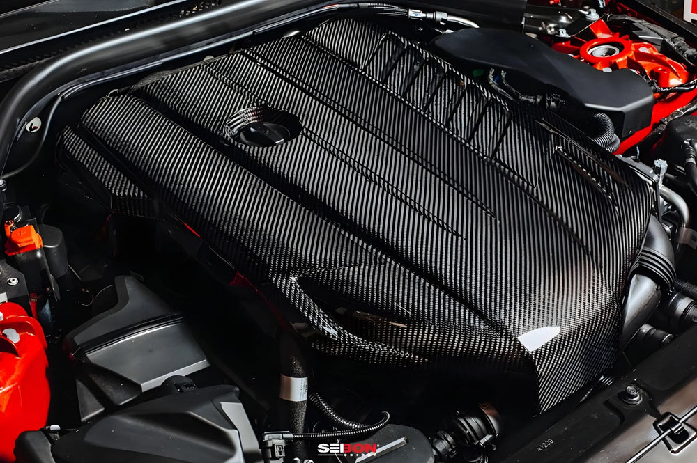 Glossy Clear Coat Carbon Fiber Hood