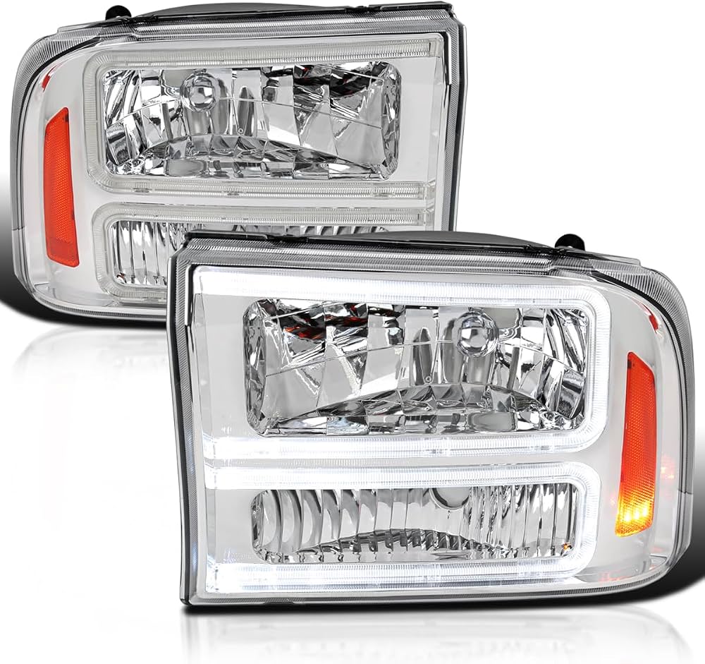 Chrome Headlights with LED Bar