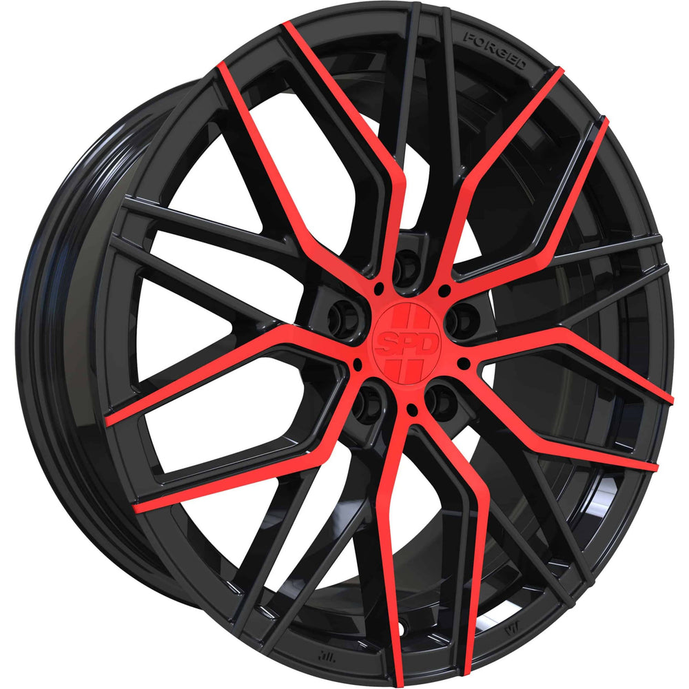 024 18x8 Gloss Black Machined Red Wheel