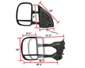 Extendable Towing Mirrors with Brackets