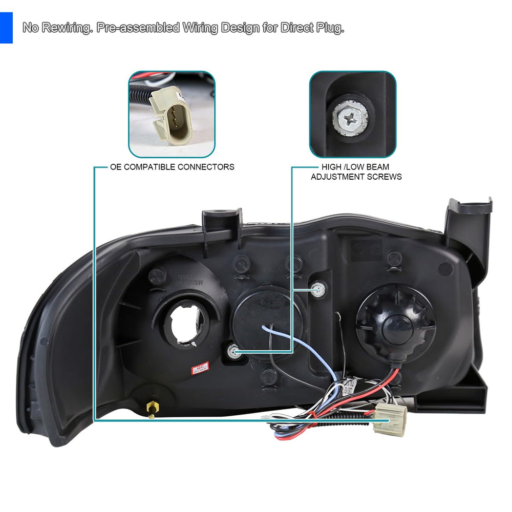 Dual Halo Projector Headlights, Matte Black