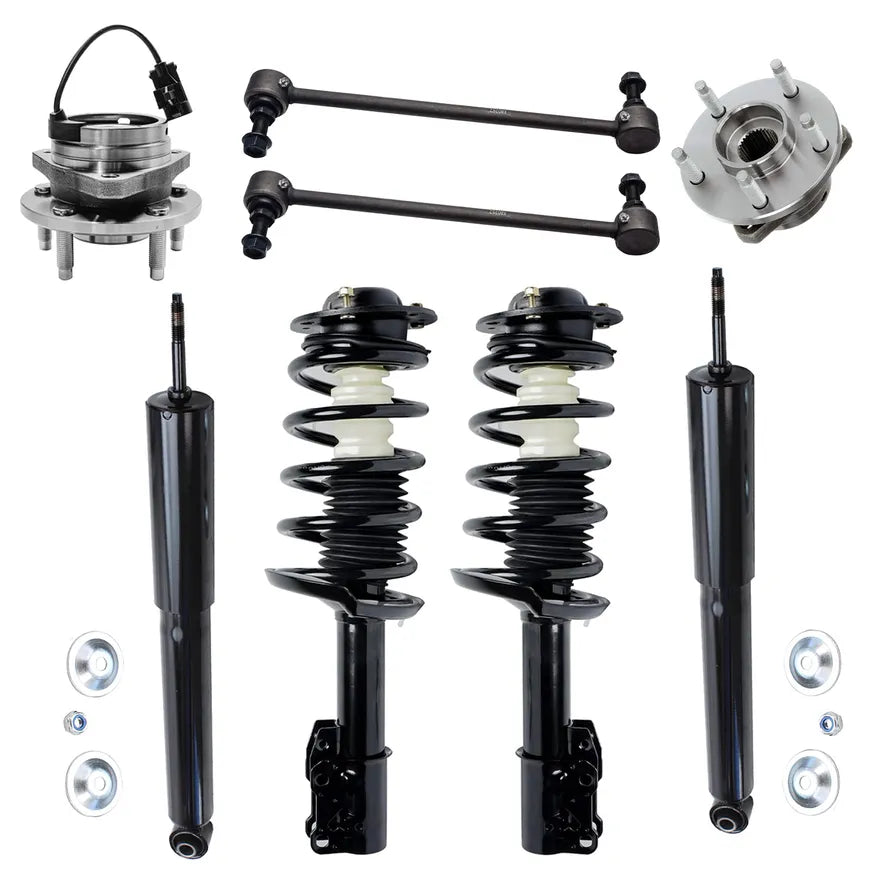 8-Piece Suspension Kit with Struts, Shocks, Sway Bar Links, Hubs