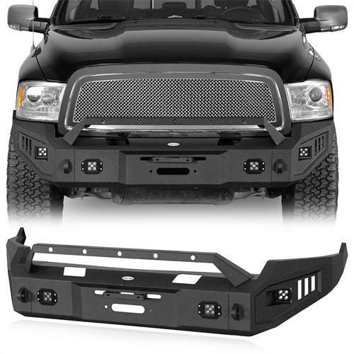Front Bumper with Winch Plate and LED Spotlights