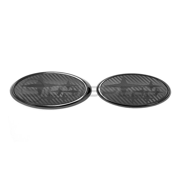 Gloss Black Carbon Fiber Red Star Emblems