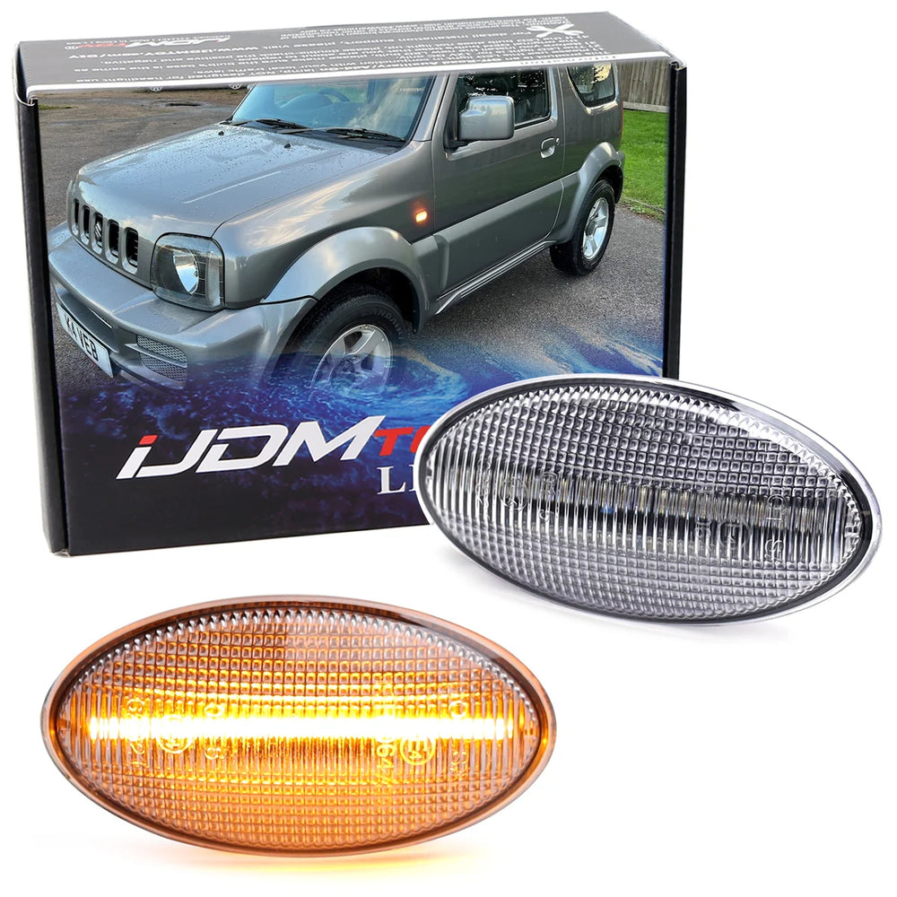 Clear Lens Amber Full LED Sequential Side Marker Lights