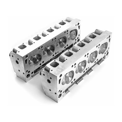 Assembled Aluminum Cylinder Head Pair, Natural Finish