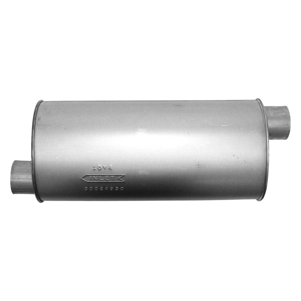Oval Baffled Muffler, 3-Inch Inlet/Outlet, Aluminized Steel