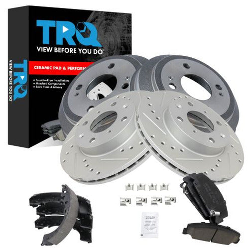 Front and Rear Brake Pad Rotor Shoe and Drum Kit