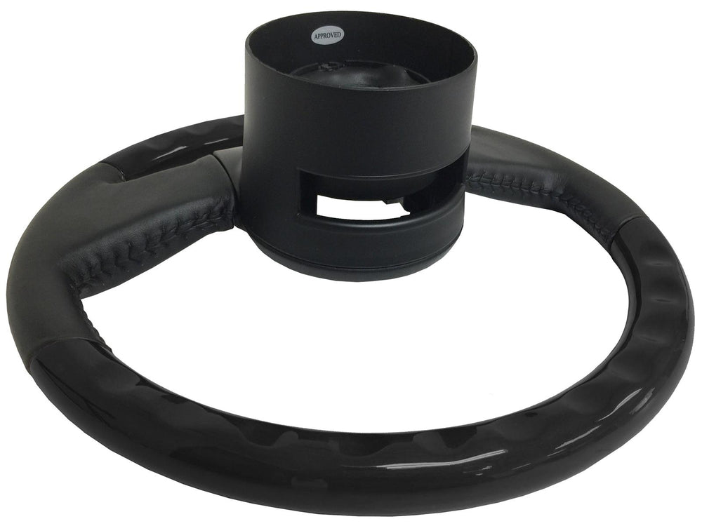 14-Inch Black Ash Wood/Leather Steering Wheel