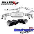 Mk8 R 2.0 TSI 80mm Non-Resonated Exhaust System w/ Black GT-115 Trims