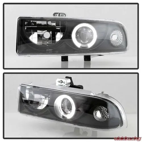Projector Headlights with LED Halo Rings, Black Housing