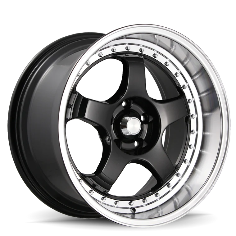 18-Inch 5x114.3 35mm Offset Gloss Black Machined Lip Alloy Wheel