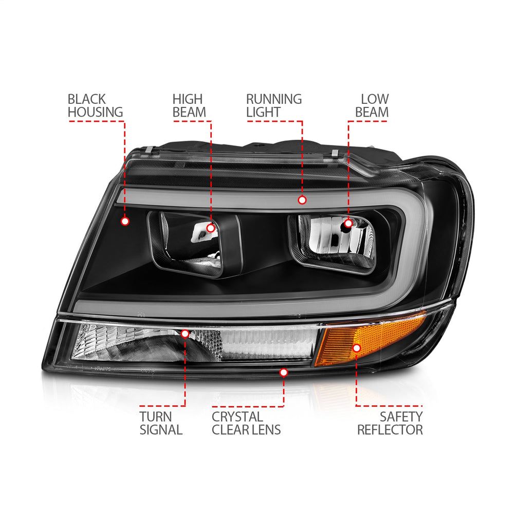 Crystal Headlights, Clear Lens, Black Housing