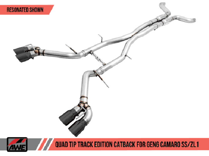 Track Edition Cat-Back Exhaust 3" Quad Chrome Silver Tips