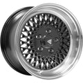 15x7 +38mm 4x114.3mm Machined Lip Black Alloy Wheel