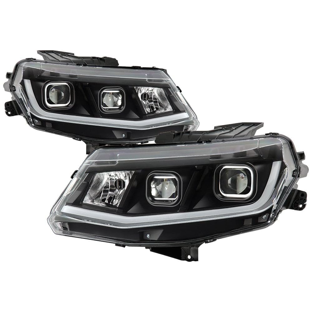 Black LED Light Bar Projector Headlights