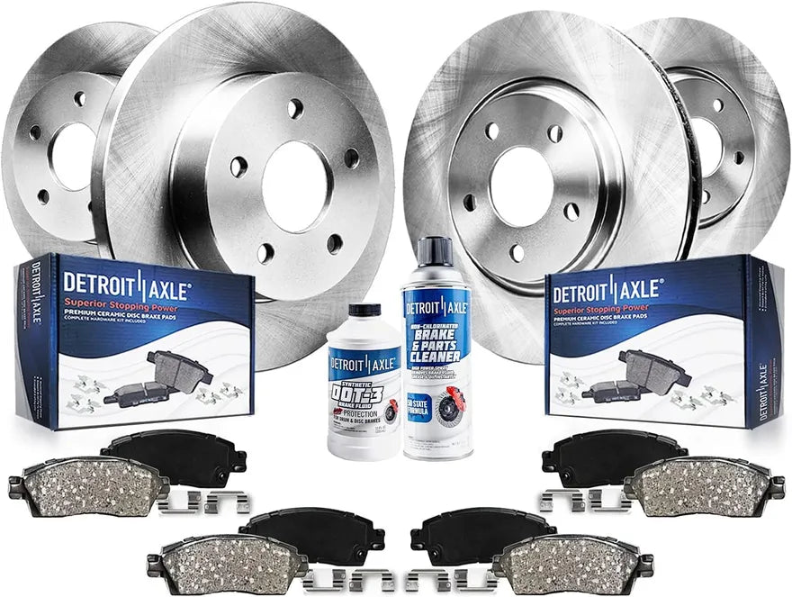 Front and Rear Disc Brake Rotor and Ceramic Brake Pad Kit