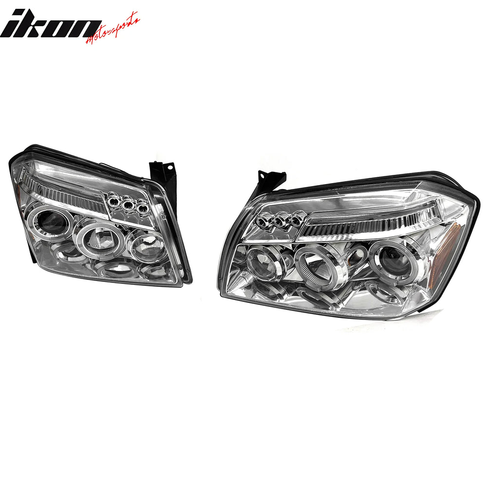 Projector Headlights, Chrome Housing, Blue Lenses