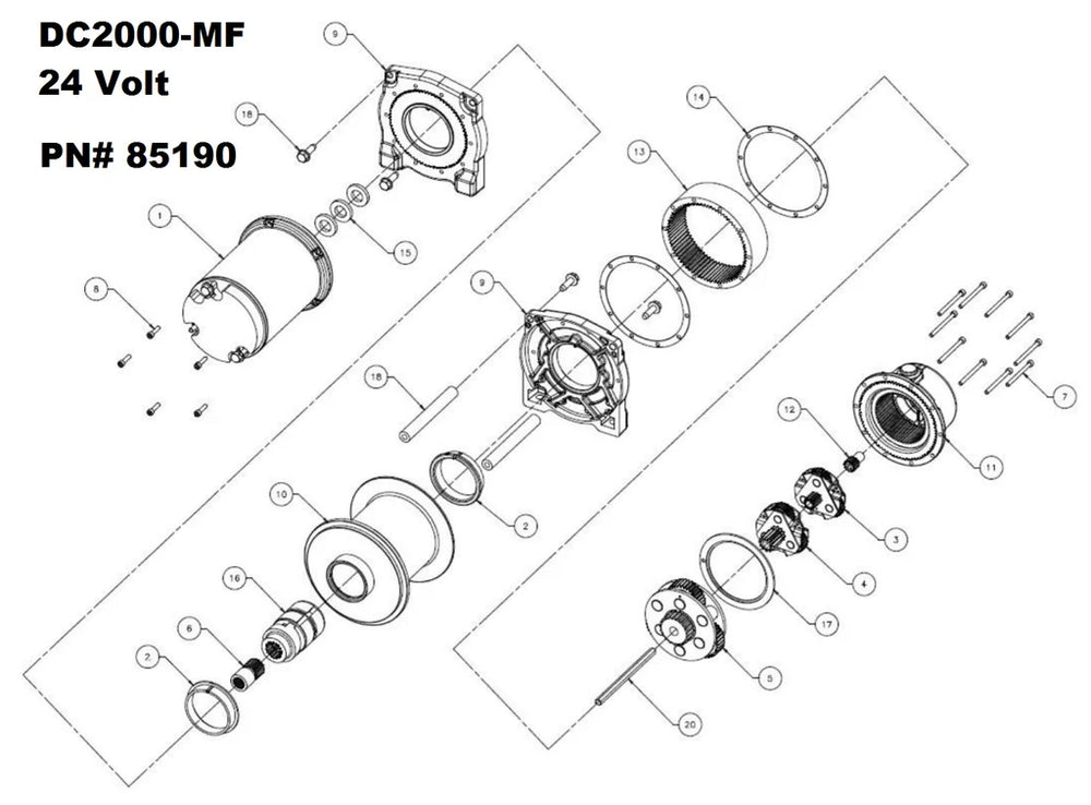~(41 lbs. 18X7X7)~ DC2000-MF-24V W/ 4.8PM MTR-W/O