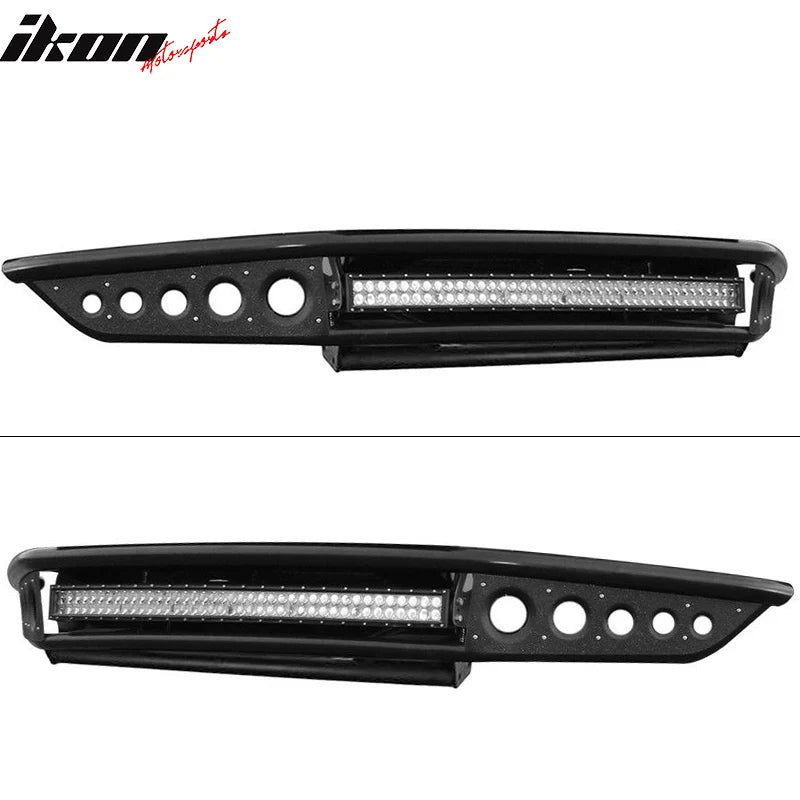 Black Bull Bar Front Bumper Grille Guard with LED Lights