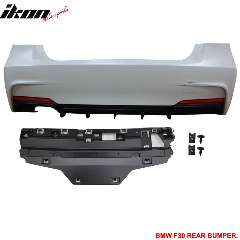 M Performance Style Rear Bumper Cover with Diffuser Lip