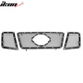 Black Stainless Steel Mesh Grille with Chrome Rivets, 3-Piece