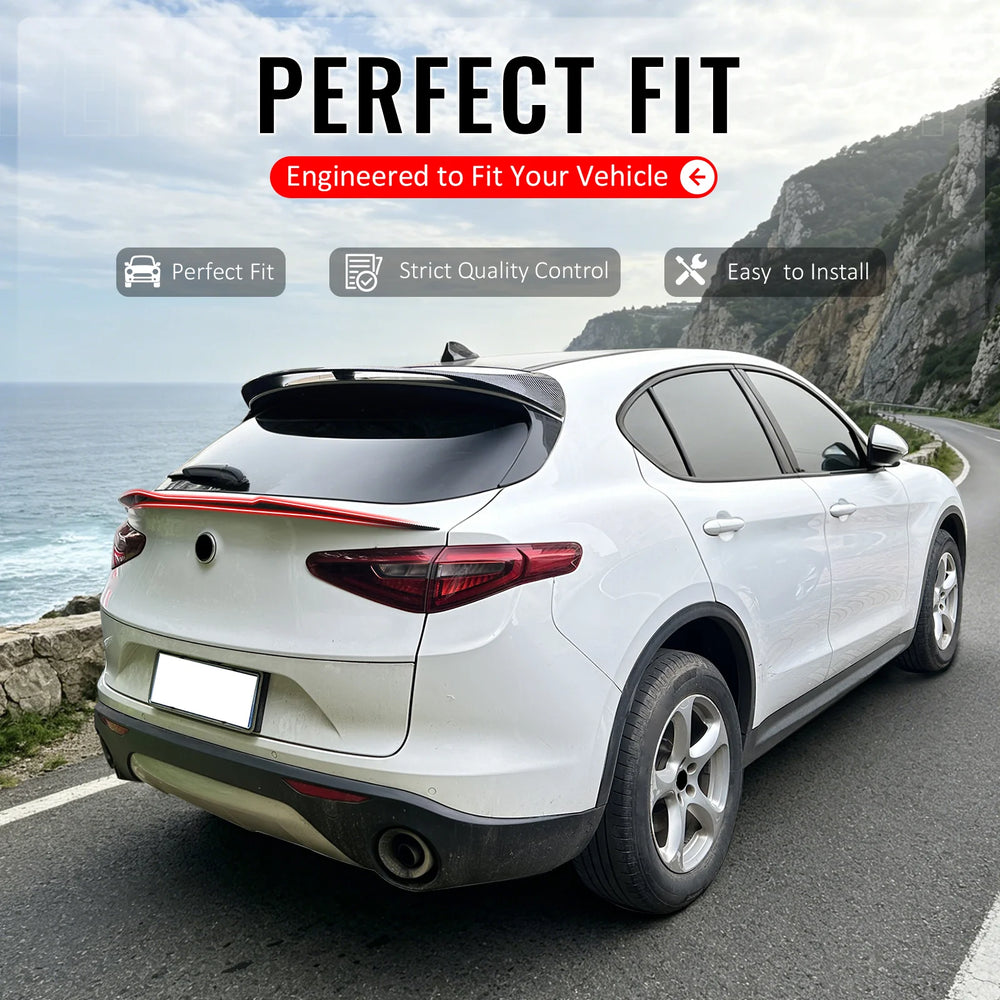 V Style Carbon Fiber Print ABS Trunk Spoiler