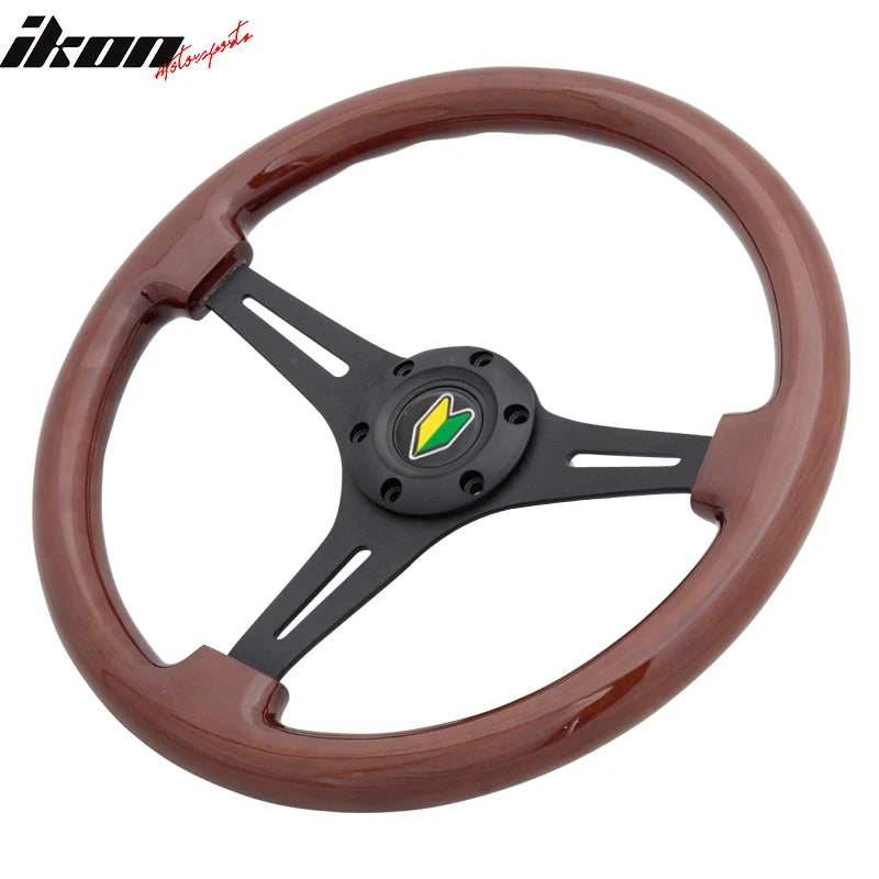 350mm 6-Hole Wood Grain Steering Wheel