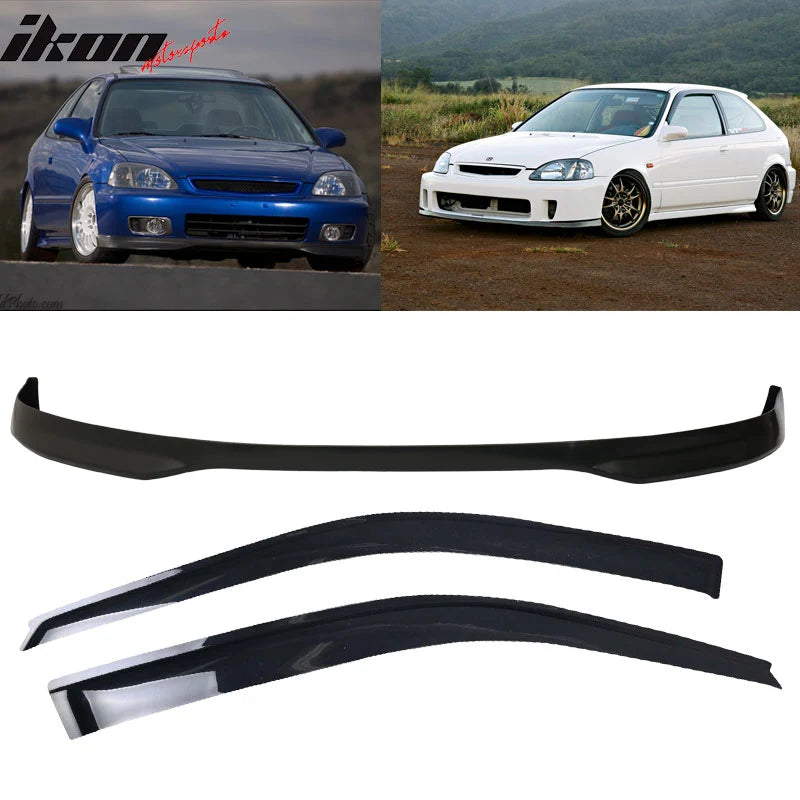 TR Style Front Bumper Lip and Dark Smoke Window Visor Combo
